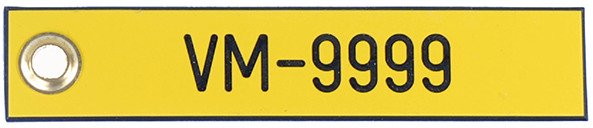 Plaques de valves 1"x5" en plastique jaune 1/16" & oeillet
