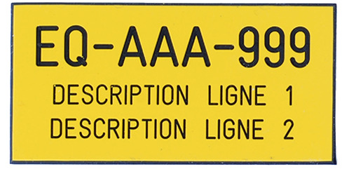 Self-adhesive equipment plates 2"x4" yellow 1/16"