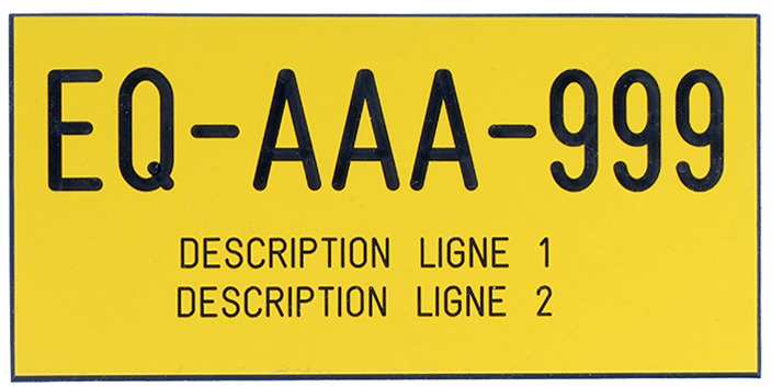 Plaques d'équipements autocollantes 3"x6" jaune 1/16"