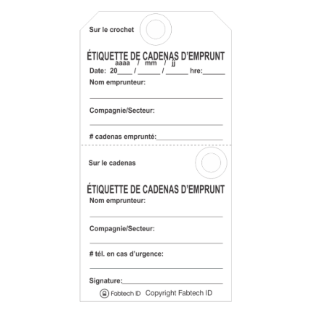 ''borrowing padlock'' cardboard tag 3''x5.75'' (packs of 25)