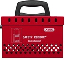 Red metal lockout box (Abus)