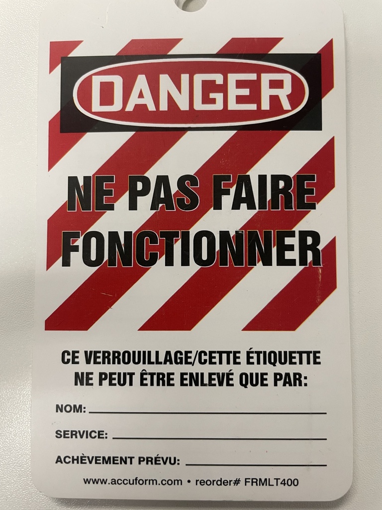 [ID-FRMLT400] OSHA Danger Lockout Safety Tags: Do Not Operate - Accuform 